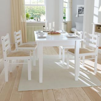 vidaXL Vidaxl - Sillas De Comedor 4 Uds Madera Maciza Caucho Terciopelo Blanco