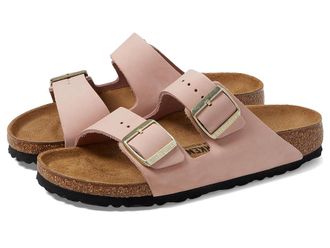 Birkenstock Arizona Soft Footbed - Nubuck Leather Womens Sandals Soft Pink : EU 41 (US Womens 10-10.5) Narrow, Suede