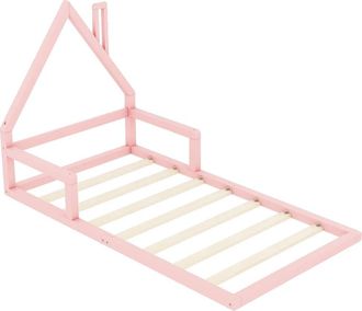 OEM Cuna Para Beb&eacute;, Construcci&oacute;n De Madera Maciza, Dise&ntilde;o &Uacute;nico En Forma De Casa, Rosa, 90x200cm-a