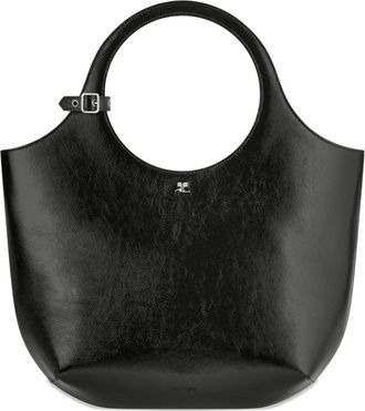 Courrèges Borsa tote Holy media in pelle con manico circolare - Nero
