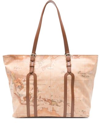 Alviero Martini 1A Classe map-print leather tote bag - women - Leather - One Size - Brown