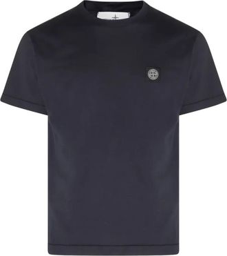 Stone Island Navy Blue Crewneck Logo T-Shirt
