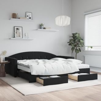 vidaXL Vidaxl - Sof&aacute; Cama Nido Con Cajones Terciopelo Negro 100x200 Cm