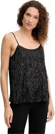 Twinset Top con frange e paillettes - - Tops - Donna - Nero - S