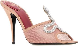 Valentino Garavani Womens Coeur Vip&egrave;re Mule Pink Fabric Heels