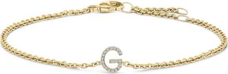 House of Brilliance 10K Gold Diamond Accent A-Z Initial Charm and Link Bracelet in Yellow | G at Nordstrom