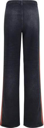Gucci Womens Stretch Cotton Jeans With Web Stripe Black Cotton; Elastane