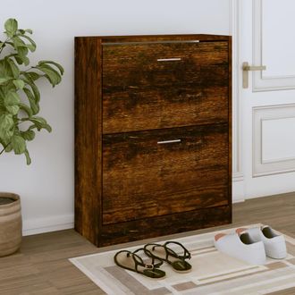 vidaXL Vidaxl - Mueble Zapatero Madera Contrachapada Roble Ahumado 63x24x81 Cm