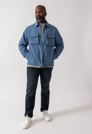 Fred Perry Mens Pocket Overshirt in Blue Nylon - Size X-Large