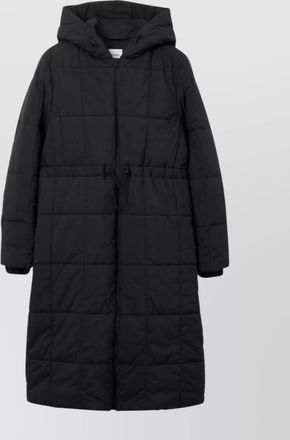 Burberry quilted hooded coat drawstring waistband
