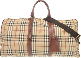 Burberry Beige Pvc Leather Boston Bag (Pre-Owned)