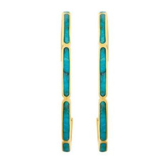 Jan Leslie Inside Out Hoop Earring Set In Sterling With 18K Gold Overlay in Turquoise at Nordstrom