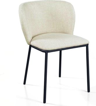 Oresteluchetta Set 4 sillas de tejido beige, patas negras 76x56x60 cm