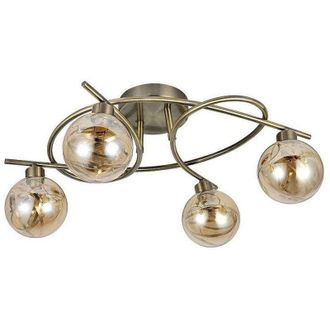 Fabrilamp Fabrilamp Plafon Con Tulipas De Cristal Varanasi Cuero 4 L