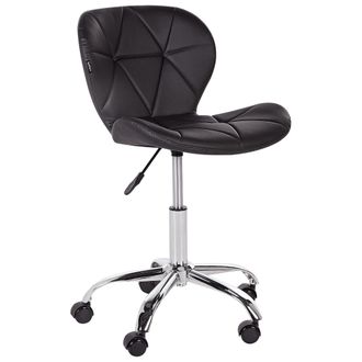 Beliani Beliani - Silla De Oficina Tapizada Piel Sint&eacute;tica Base Plateada Regulable Negro Valetta