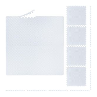 Relaxdays Relaxdays - Suelo Goma, 60x60cm, 32 Esterillas Fitness Con Borde, Goma Eva, 3m&sup2;, Gimnasio, Alfombra Puzle, Protector, Blanco