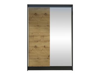 Mirjan24 Armario Closico Salvor I, Negro + Roble Artisan, 200x120x58cm, Puertas De Armario: Correderas, N&uacute;mero De Estantes: 5, Led