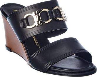 Ferragamo Ferragamo Chaim Leather Wedge Sandal