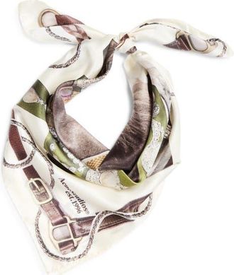 Acne Studios Volta Horse & Belt Print Square Organic Silk Scarf in Brown/white at Nordstrom