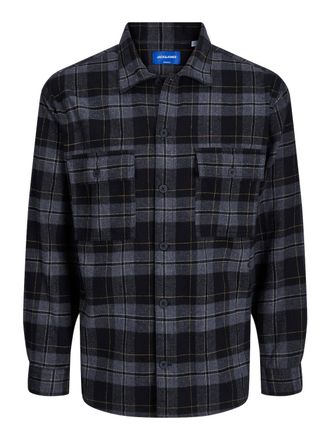 Jack & Jones Langarmhemd JACK & JONES JORBLAFRI CHECK OVERSHIRT LS BF, Herren, Gr. XS, N-Gr, schwarz, Twill, Obermaterial: 60% Baumwolle, 40% Polyester, kariert, B