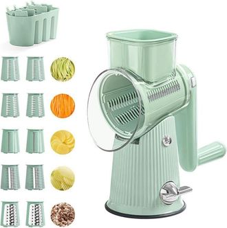 OEM Rallador De Queso, Rallador De Verduras, Mandolina De Cocina, Cortador De Verduras Multifuncional Con 10 Cuchillas De Tambor: Grueso, Medio, Fino, Ond