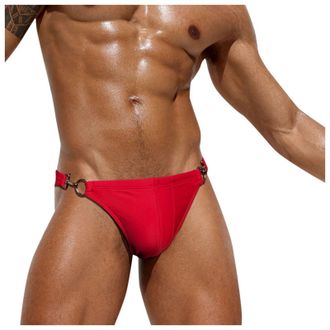 Generic Mens Sexy Low Waist Swim Briefs Metal Ring Mens Swimming Briefs Breathable Swimwear Beach Board Short Quick Dry Sexy Bikini for Man Novelty Panties Un