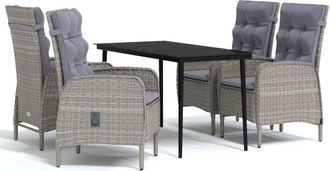 vidaXL Juego De Comedor Para Jard&iacute;n 5 Piezas Con Cojines Gris Y Negro Vidaxl