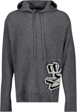 Off-white Felpa con cappuccio in maglia intarsia - - Sweatshirts & Hoodies - Uomo - Grigio - L