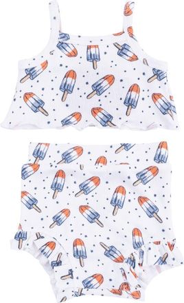 Angel Dear Astropop Rib Tank & High Waist Bloomers Set in White at Nordstrom, Size 18-24M