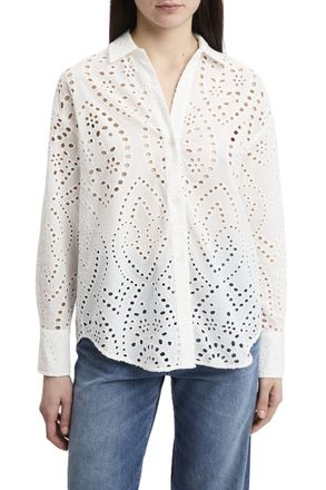 MC2 Saint Barth White Long-Sleeved Eyelet Shirt