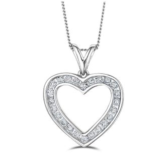The Diamond Store 0.50ct Lab Diamond Heart Pendant Necklace H/SI Quality in 9K White Gold