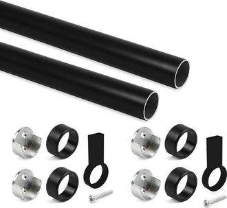Emuca Emuca Kit De Barra Para Armario Redonda &Oslash;28, 0,75 M, Pintado Negro, Aluminio Y Zamak, 1 Ud
