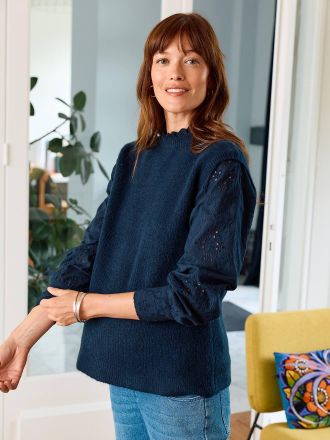 Vertbaudet Umstandspullover mit Materialmix marine