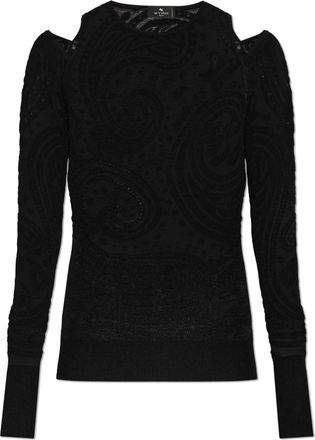 Etro Coltrui met schoudersplitten - Dames - Longsleeves - Zwart - XS - Polyester - Tops