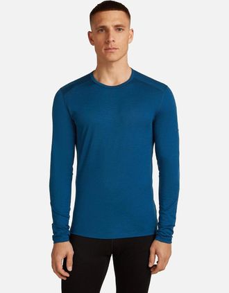 Icebreaker Mens Icebreaker Mens Oasis Long Sleeve Baselayer Top - Blue - Size: 40