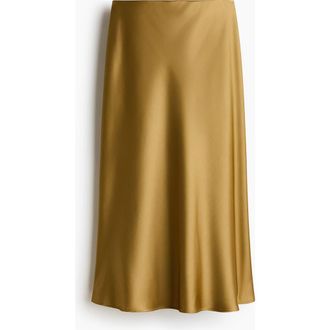 H&M Midi Skirt in Mustard Yellow at Nordstrom, Size Xx-Large