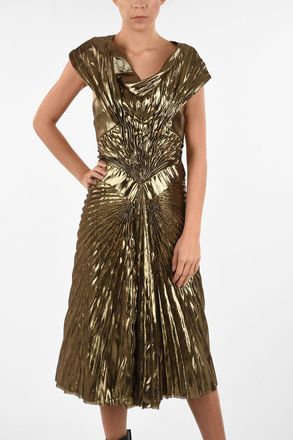 Maison Margiela Lam&eacute; Faux Leather Draped Empire-Style Dress Maison Margiela