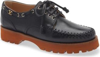 Valentino Garavani Lug Sole Boat Shoe in Black at Nordstrom, Size 10Us