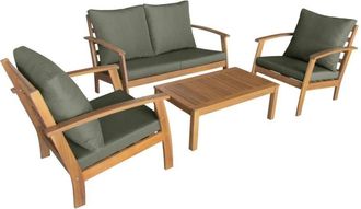 Sweeek 4-seater wooden garden sofa set, Ushuaia, Natural, 123x82.7x74.6 cm