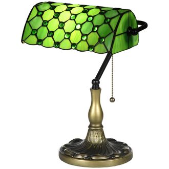 HOMCOM Stained Green Glass Table Lamp - For Bedroom Bedside - Bulb Not Included | TJ Hughes