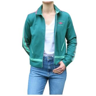 Aeronautica Contrasterend Gestreept Vest met Ritssluiting - Dames - Zomerjassen - Groen - L - Katoen - Jassen