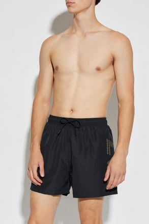 Emporio Armani Swim Shorts With Logo, Mens, Black