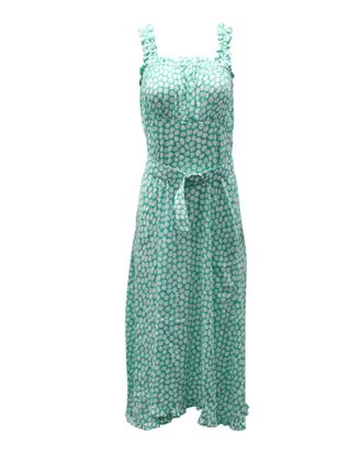 Faithfull The Brand Faithfull The Brand Saint Tropez Floral Print Dress with Belt in Green Rayon