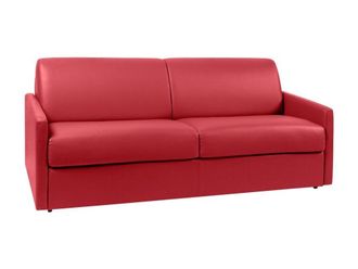 VENTE-UNIQUE.COM Sof&aacute; cama piel sint&eacute;tica 4 plazas rojo 190x223cm