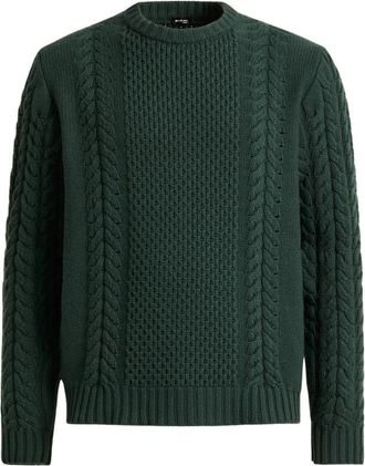 Kiton Kasjmier Vlecht Trui - Heren - Cashmere truien - Groen - M - Kasjmier - Truien & Vesten