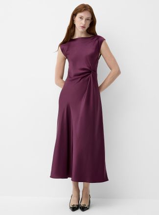 Contemporaine Womens Knotted waist satiny dress
