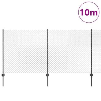 Berkfield Home Modern Chain Link Fence with 20 U Posts Grey 1.2x10 m Steel