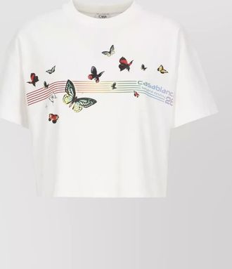 Casablanca cropped butterfly print t-shirt