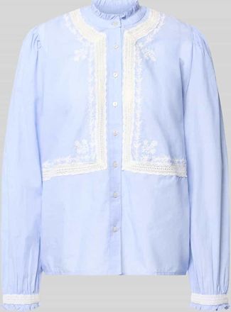 Mango Bluse mit R&uuml;schen&auml;rmeln Modell LEONINE in Hellblau, Gr&ouml;&szlig;e L
