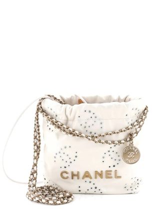 Chanel 22 Chain Hobo CC Eyelet Embroidered Calfskin Mini crossbody bag - Wit